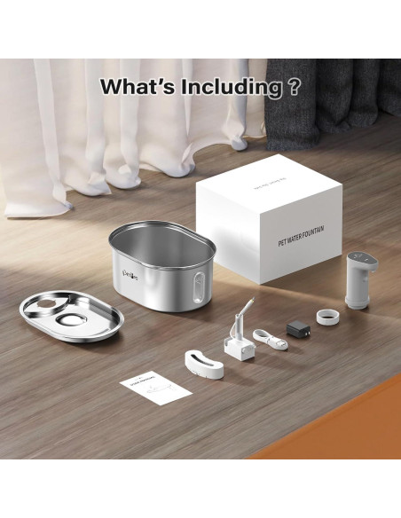 Fuente de Agua Inalámbrica Petlipo para Gatos 3.2L Acero Inoxidable Fuente de Agua Inalámbrica Petlipo para Gatos 3.2L Acero Inoxidable