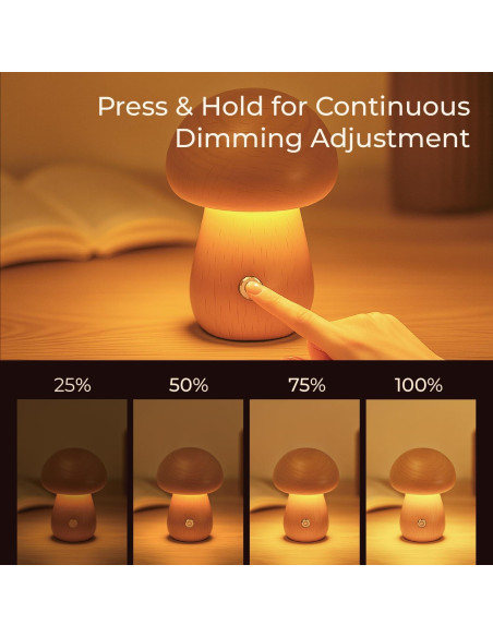 Lámpara de Hongo Recargable SAKSIAPRO 9.9 cm Regulable