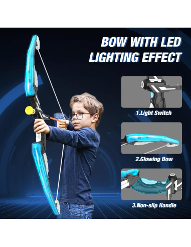 Set de Arco y Flecha HYES con Luz LED y 12 Flechas de Ventosa