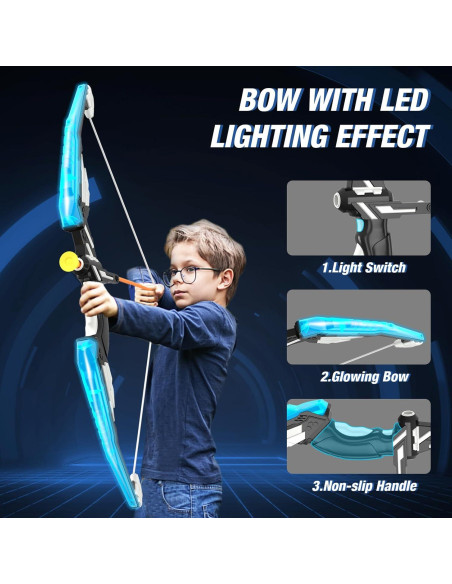 Set de Arco y Flecha HYES con Luz LED y 12 Flechas de Ventosa