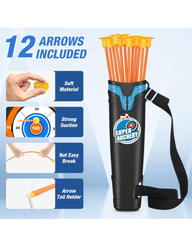 Set de Arco y Flecha HYES con Luz LED y 12 Flechas de Ventosa