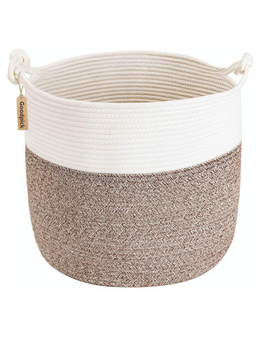 Cesta de lavandería Goodpick de algodón 38.1 x 36.1 cm marrón