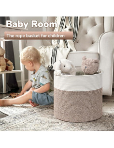 Cesta de lavandería Goodpick de algodón 38.1 x 36.1 cm marrón 2