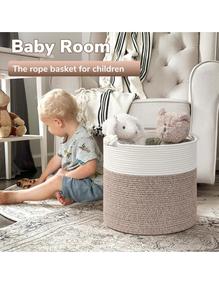 Cesta de lavandería Goodpick de algodón 38.1 x 36.1 cm marrón