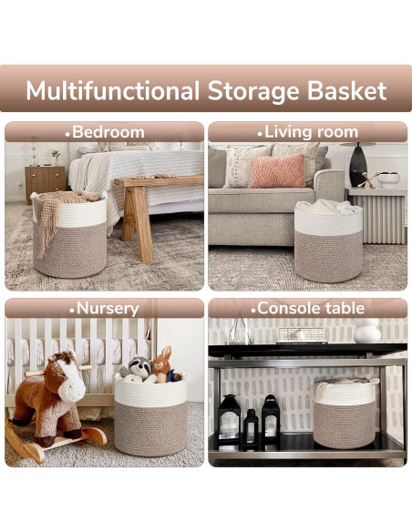 Cesta de lavandería Goodpick de algodón 38.1 x 36.1 cm marrón