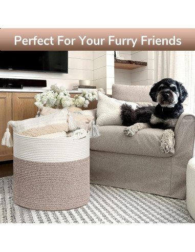 Cesta de lavandería Goodpick de algodón 38.1 x 36.1 cm marrón