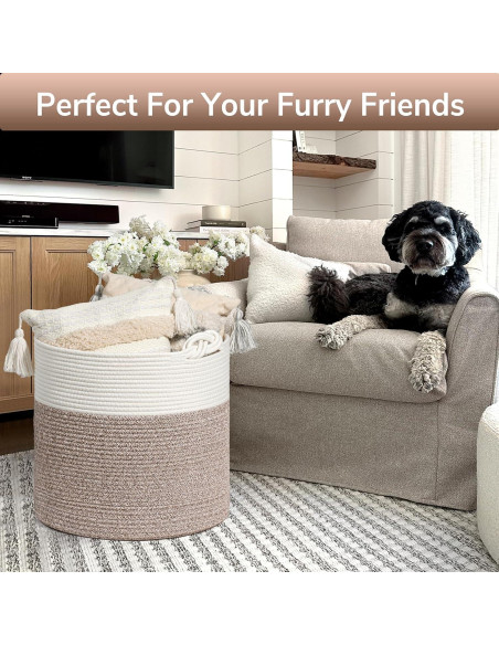 Cesta de lavandería Goodpick de algodón 38.1 x 36.1 cm marrón