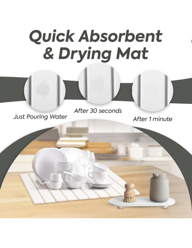 Alfombrilla de Secado de Piedra LumoNest 61x41cm Blanca