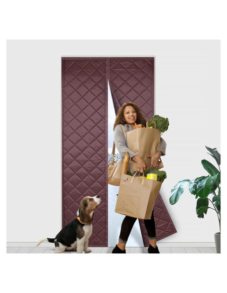 Cortina de Puerta Aislante Figermoon 81x203 cm Marrón