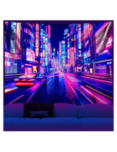 Tapiz Blacklight Cyber City 150x130 cm - Anime Japonés
