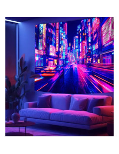 Tapiz Blacklight Cyber City 150x130 cm - Anime Japonés 2