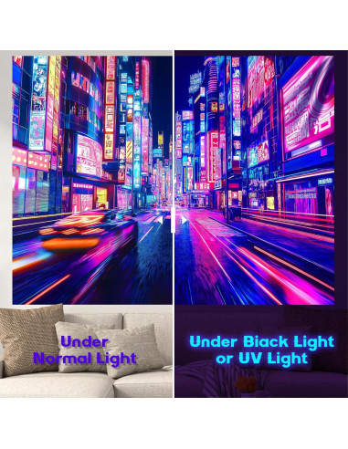 Tapiz Blacklight Cyber City 150x130 cm - Anime Japonés