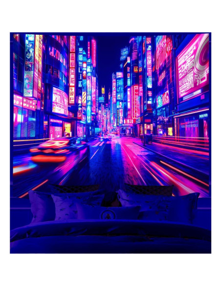 Tapiz Blacklight Cyber City 150x130 cm - Anime Japonés