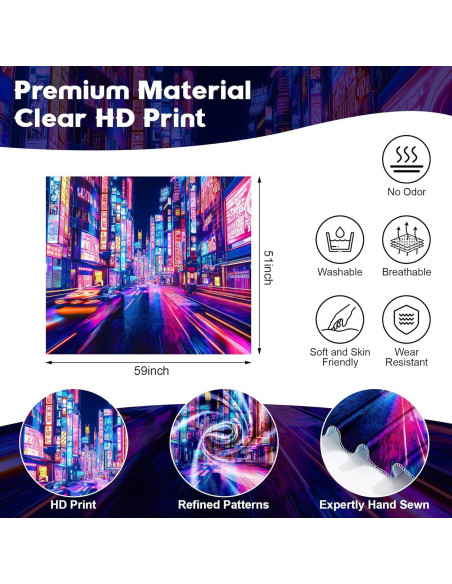 Tapiz Blacklight Cyber City 150x130 cm - Anime Japonés