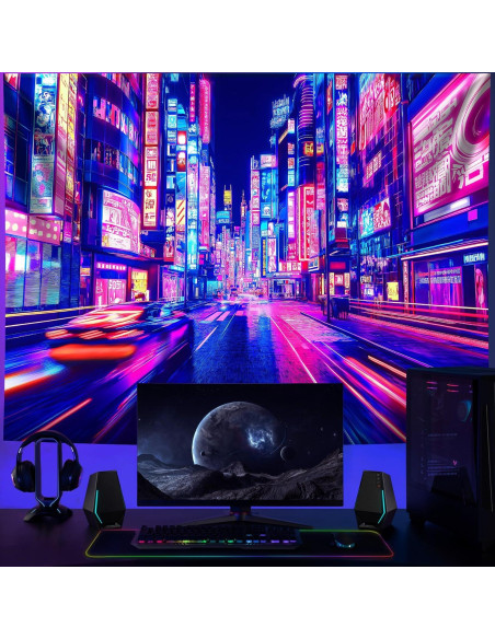 Tapiz Blacklight Cyber City 150x130 cm - Anime Japonés