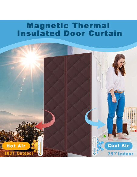 Cortina de Puerta Aislante Figermoon 81x203 cm Marrón