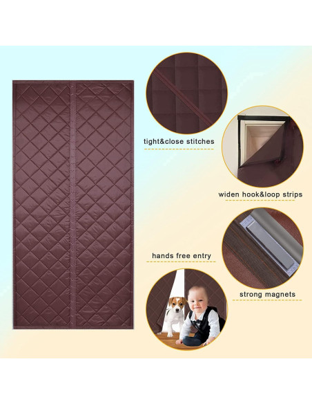 Cortina de Puerta Aislante Figermoon 81x203 cm Marrón