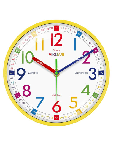Reloj de Aprendizaje VIKMARI 20.32 cm Silencioso para Niños