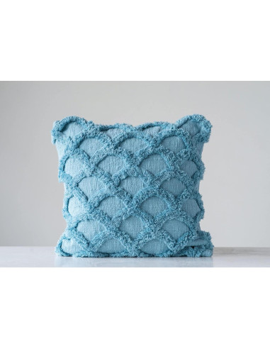 Almohada Decorativa Cuadrada Creative Co-Op Algodón Chenilla Azul Claro 45x45 cm