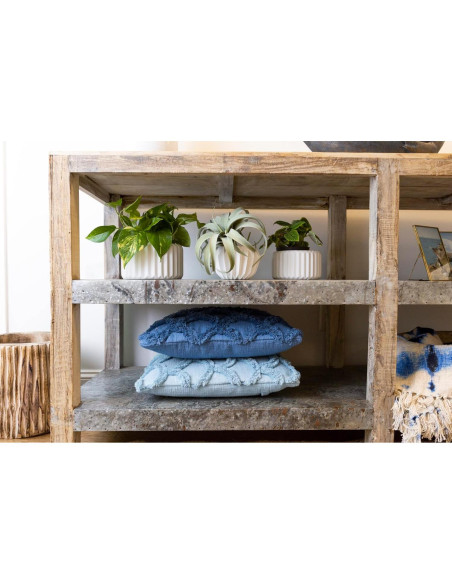 Almohada Decorativa Cuadrada Creative Co-Op Algodón Chenilla Azul Claro 45x45 cm