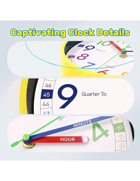 Reloj de Aprendizaje VIKMARI 20.32 cm Silencioso para Niños