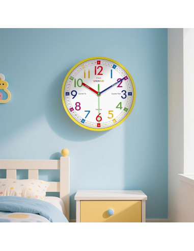 Reloj de Aprendizaje VIKMARI 20.32 cm Silencioso para Niños