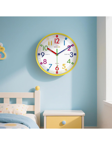 Reloj de Aprendizaje VIKMARI 20.32 cm Silencioso para Niños