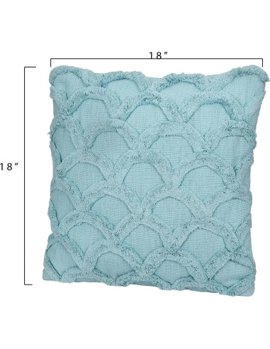 Almohada Decorativa Cuadrada Creative Co-Op Algodón Chenilla Azul Claro 45x45 cm