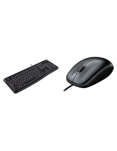 Teclado Ergonomico Logitech K120 USB + Ratón B100 Negro