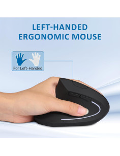 Ratón Ergonómico Inalámbrico para Zurdos KUNSI Vertical 2.4G 2