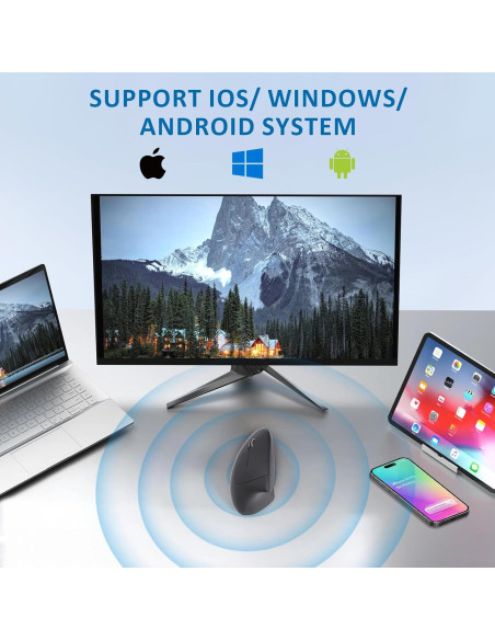 Ratón Ergonómico Inalámbrico para Zurdos KUNSI Vertical 2.4G