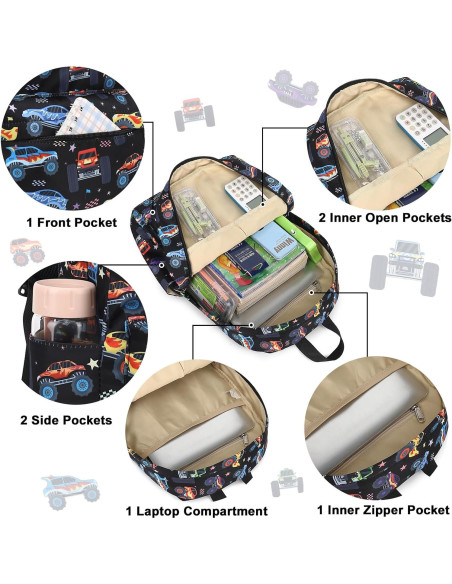Mochila Escolar CAMTOP Monster Truck con Bolsa de Almuerzo Mochila Escolar CAMTOP Monster Truck con Bolsa de Almuerzo