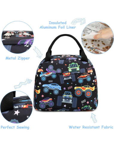 Mochila Escolar CAMTOP Monster Truck con Bolsa de Almuerzo