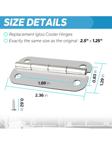 Bisagras de Acero Inoxidable Ophjerg para Enfriadores Igloo - Juego de 3