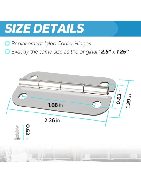 Bisagras de Acero Inoxidable Ophjerg para Enfriadores Igloo - Juego de 3