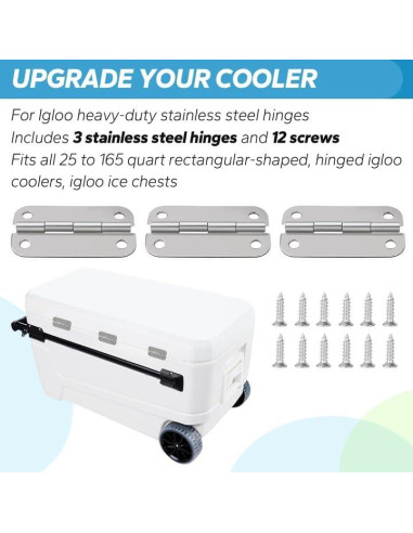 Bisagras de Acero Inoxidable Ophjerg para Enfriadores Igloo - Juego de 3