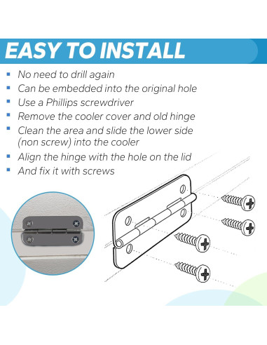 Bisagras de Acero Inoxidable Ophjerg para Enfriadores Igloo - Juego de 3
