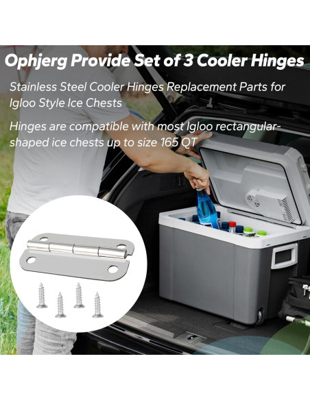 Bisagras de Acero Inoxidable Ophjerg para Enfriadores Igloo - Juego de 3