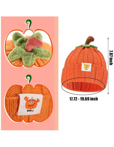 Gorro de Punto Calabaza Invierno Bebé Niños 0-4 Años
