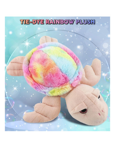 DolliBu Tortuga Marina Rosa Arcoíris 28 cm - Peluche Suave