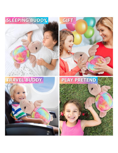 DolliBu Tortuga Marina Rosa Arcoíris 28 cm - Peluche Suave