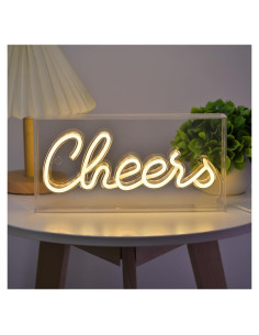 Cartel Neón Cheers LED Hawisphy 51x23 cm Blanco Cálido