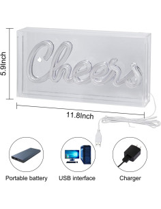 Cartel Neón Cheers LED Hawisphy 51x23 cm Blanco Cálido 2