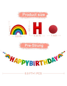 Banner Colorido de Feliz Cumpleaños Arcoíris Pinkblume 1.5m 2