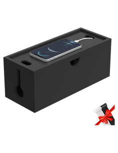 Caja de Gestión de Cables de Bambú HoVoit 35x13.68cm Negra