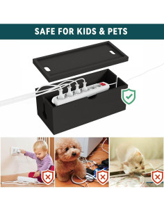 Caja de Gestión de Cables de Bambú HoVoit 35x13.68cm Negra 2