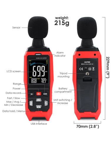 Medidor de Decibelios Digital Gain Express SLM-390 30-130dB