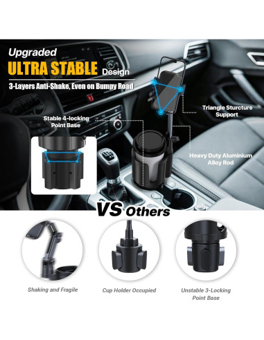 Soporte para teléfono de coche AKREDERY 2 en 1 ajustable negro