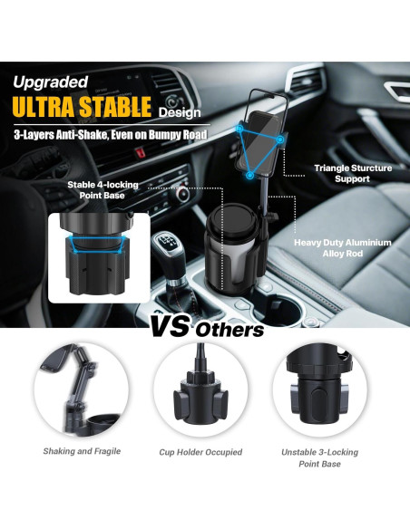 Soporte para teléfono de coche AKREDERY 2 en 1 ajustable negro