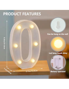 Luz LED de Letras y Números SKYPHAROS 22.5cm Decoración 2